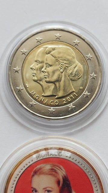 Monaco. 2 Euro 2007/2011 Wedding + Grace Kelly (2 coins)