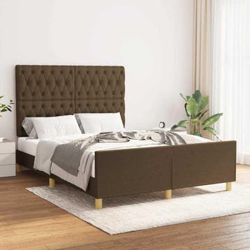 vidaXL Bedframe zonder matras stof donkerbruin 140x200 cm, Verzenden, Nieuw