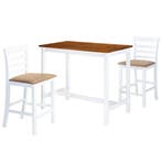 vidaXL Bartafel- en barstoelenset massief hout bruin en wit, Verzenden, Nieuw
