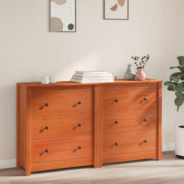 vidaXL Dressoir 2 st Waskleur Bruin 140 x 35 x 80 cm, Huis en Inrichting, Kasten | Dressoirs, Verzenden, Nieuw