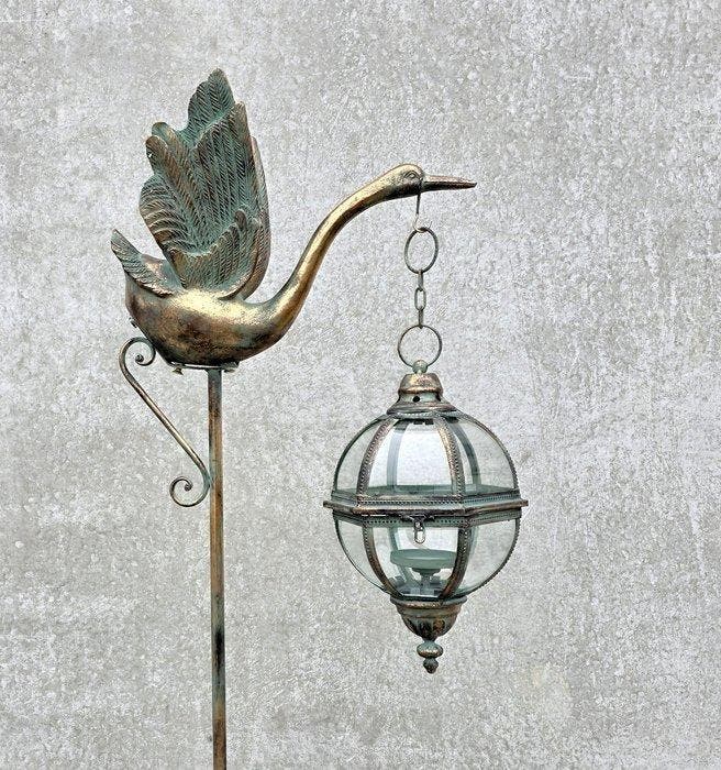 Lantaarn - Glas, Metaal - Heron, Antiquités & Art, Curiosités & Brocante