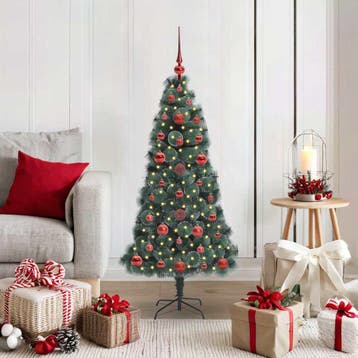 vidaXL Kunstmatige Voorverlichte Kerstboom met Ballenset, Verzenden