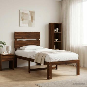 vidaXL Eenpersoonsbed met hoofdbord ROSTOCK Donkerbruin 75 x, Huis en Inrichting, Verzenden, Nieuw