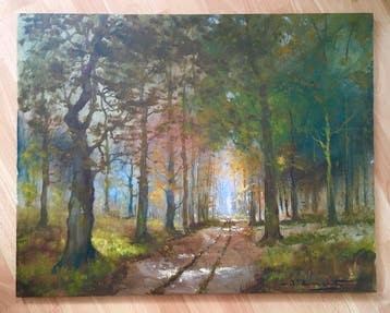 Henri Joseph Pauwels (1903-1983) - Een pad in het bos, Antiquités & Art, Art | Peinture | Classique