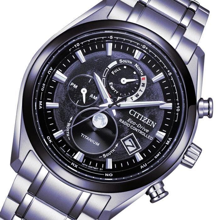 Citizen - Moonphase Tsuki Yomi - Radiocontrollato Titanio -, Handtassen en Accessoires, Horloges | Heren