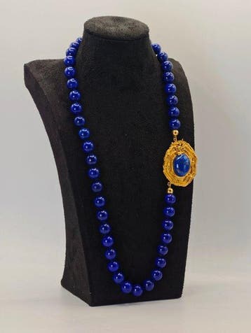 Halsketting - 14 karaat Geel goud Lapis lazuli