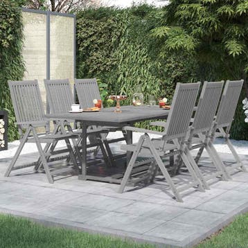vidaXL 7-delige Tuinset massief acaciahout, Verzenden, Nieuw, Tuinset