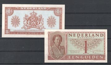Nederland. - 2 x 1 Gulden - 1945/1949 (Zonder minimumprijs)