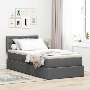vidaXL Opslag bed met matras Donkergrijs 90 x 200 cm fluweel, Verzenden, Nieuw