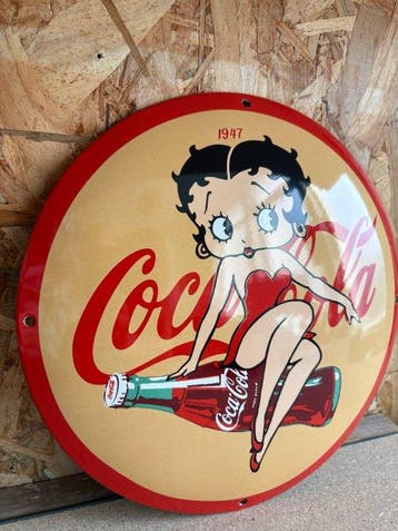 Coca-Cola - Prachtige emaille plaat Coca Cola - Betty Boop -