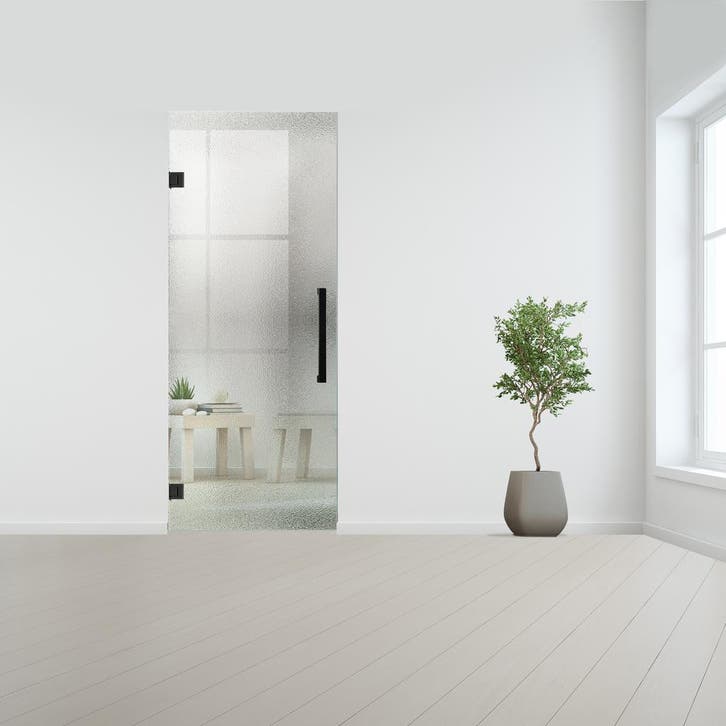 Glazen binnendeur zonder kozijn zwart beslag-Crepi gehard ve, Bricolage & Construction, Vitres, Châssis & Fenêtres, Envoi