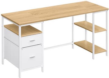 Computerbureau - 3 planken en 2 lades - Natuurlijke, Verzenden, Nieuw