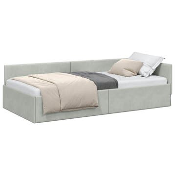 vidaXL Hoek Bed Frame Lichtgrijs 90 x 200 cm fluweel, Verzenden