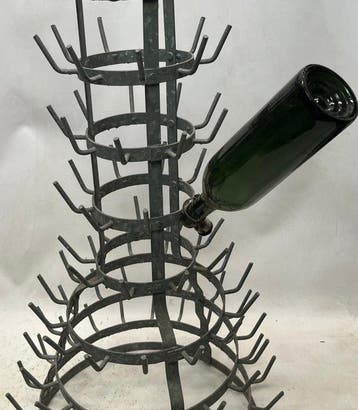 Wijnaccessoire - flessendroger staand model - Smeedijzer -