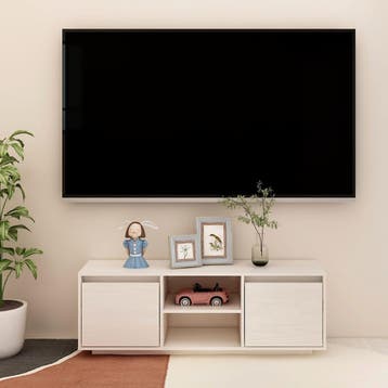 vidaXL Tv-meubel 110x30x40 cm massief grenenhout wit, Huis en Inrichting, Kasten |Televisiemeubels, Verzenden, Nieuw