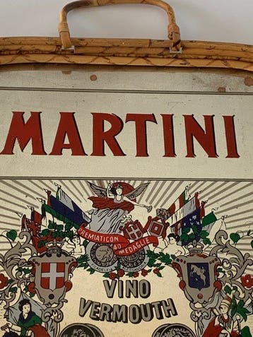 Martini - Spiegel - Rattan, Glas, Hout - Spiegelplateau