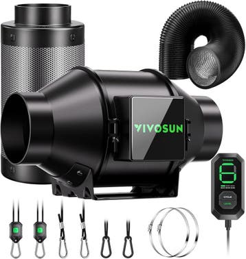 VIVOSUN 100 mm buisventilator, afvoerset met actieve koolfil, Verzenden