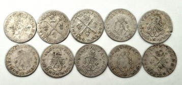 France. Louis XIV (1643-1715). Lot de 10 monnaies (4 Sols et