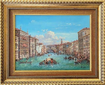 Paolo Rizzi (XX) - Vue du Grand Canal à Venise – Scène