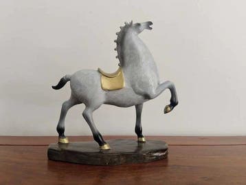 Beeld, Solid copper horse - 18 cm - Koper, Antiek en Kunst