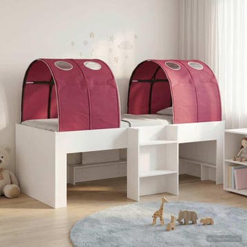 vidaXL Bed met Tunnel 3 st Wit en Rood Bewerkt hout, Verzenden, Nieuw