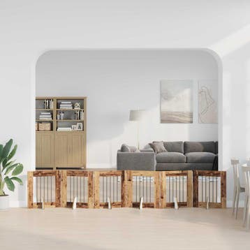 vidaXL Opvouwbaar hondenhekje met standaards 6 st Oud hout, Verzenden, Nieuw