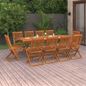 vidaXL 11-delige Tuinset 220x90x75 cm massief acaciahout, Verzenden, Nieuw, Tuinset