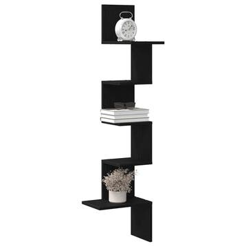 vidaXL Hoekwandschap 32x32x127,5 cm bewerkt hout zwart, Verzenden, Nieuw