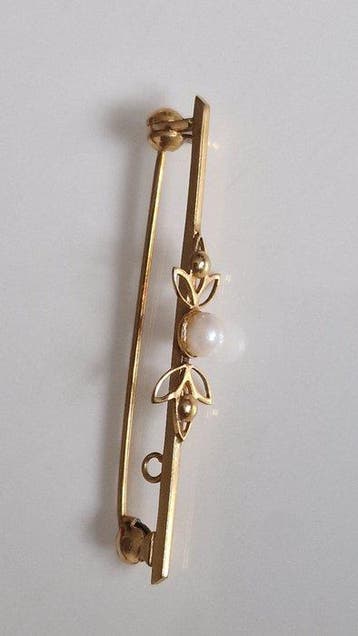 Zonder minimumprijs - Broche - 9 kt. Geel goud - 0.50ct. tw.