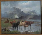 Charles W. Oswald (1850-1899) - Highlands cattle, Antiek en Kunst