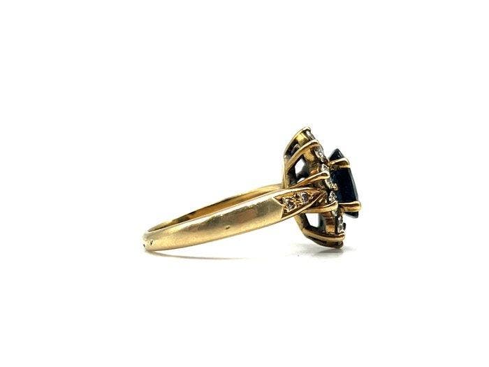 Ring - 18 karaat Geel goud - 1.00ct. tw. Saffier - Diamant, Bijoux, Sacs & Beauté, Bagues