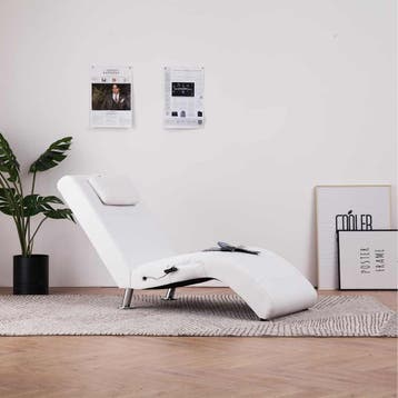 vidaXL Massage chaise longue met kussen kunstleer wit, Verzenden, Nieuw