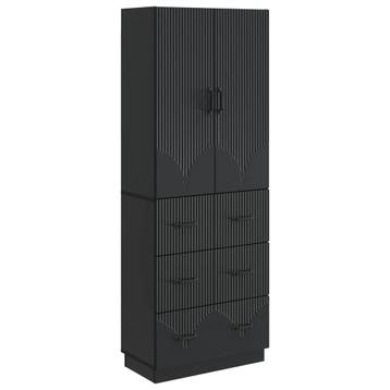vidaXL Kast Set 2 pcs Zwart 66 x 34,5 x 87 cm Bewerkt hout, Huis en Inrichting, Verzenden, Nieuw