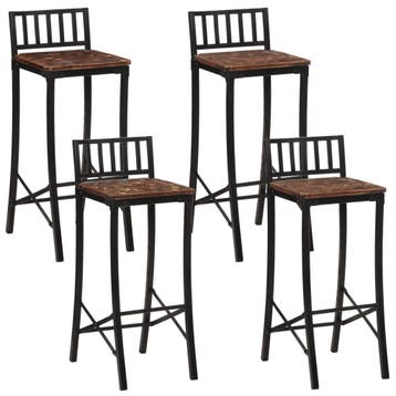 vidaXL Barstoelen 4 st massief gerecycled hout, Verzenden