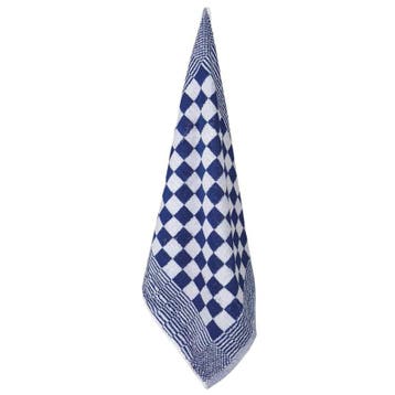 Handdoek Blauw En Witte Blok 50x50cm Katoen - Treb Towels, Verzenden, Nieuw, Overige kleuren, Theedoek of Handdoek