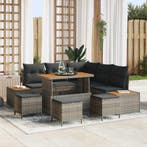 vidaXL Tuinbank Set 9 pcs Grijs Poly Riet en Poedergecoat, Verzenden, Nieuw