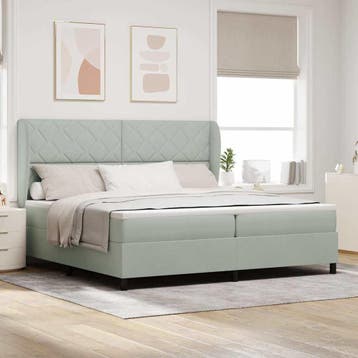 vidaXL Boxspring bed met hoofdeinde Lichtgrijs 200 x 200 cm, Verzenden, Nieuw