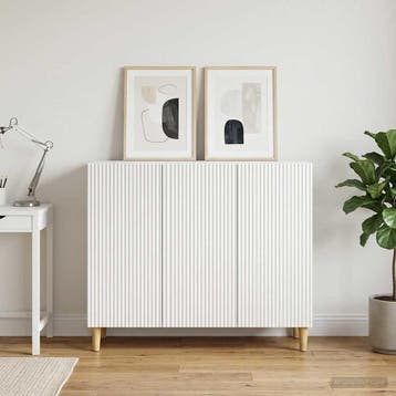 vidaXL Dressoir Wit 89 x 34,5 x 80 cm Bewerkt hout, Huis en Inrichting, Verzenden, Nieuw