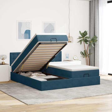 vidaXL Bed poef met matrassen en leds 200x200 cm fluweel, Huis en Inrichting, Verzenden, Nieuw