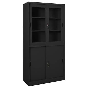 vidaXL Kantoorkast met schuifdeuren 90x40x180 cm staal, Huis en Inrichting, Verzenden, Nieuw
