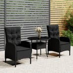 vidaXL 3-delige Tuinset poly rattan zwart, Tuin en Terras, Verzenden, Nieuw, Tuinset