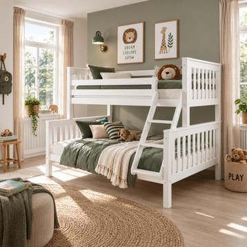 Infanskids Pino 3-Persoons Stapelbed 90x200 / 140x200 Wit, Nieuw
