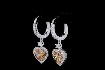 Boucles doreilles - 14 carats Or blanc - 4.10ct. tw. Jaune, Nieuw