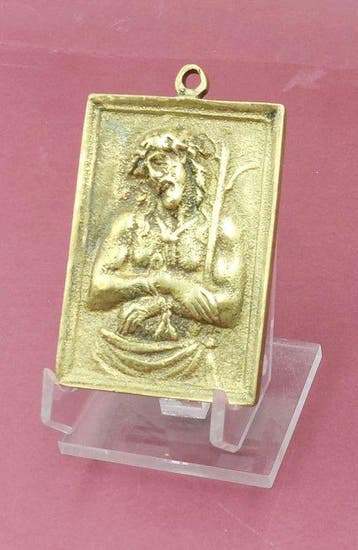 Ecce Homo. Devotionele plaquette - Plaque - Brons, Antiek en Kunst