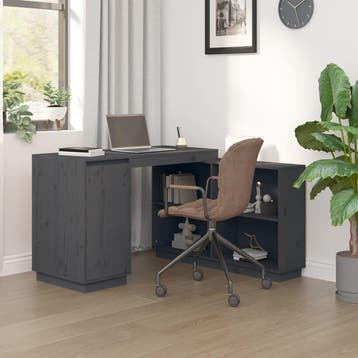 vidaXL Bureau 110x50x75 cm massief grenenhout grijs, Huis en Inrichting, Verzenden, Nieuw