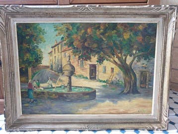 French School (XX) - Village du Gard, Antiquités & Art, Art | Peinture | Classique