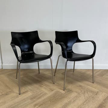 set van 2 Workliving Jim stoelen, zwart - chroom, Huis en Inrichting, Gebruikt, Eén