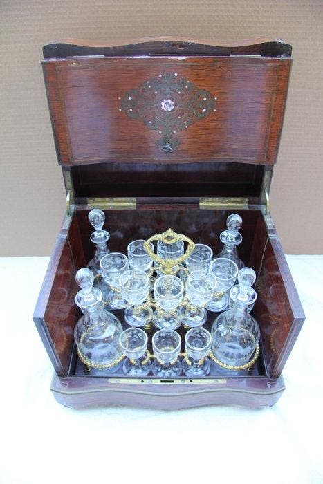 Armoire à liqueurs - Cristal, Bois, Laiton - Du carrosse de, Antiek en Kunst, Antiek | Overige Antiek