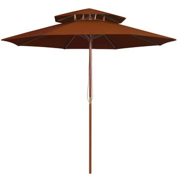 vidaXL Parasol dubbeldekker met houten paal 270 cm, Verzenden, Nieuw