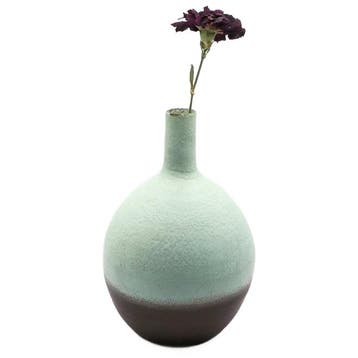 Dodo Vintage Vintage Keramikvase In Mintgrün Und Braun,, Verzenden, Gebruikt, Bruin